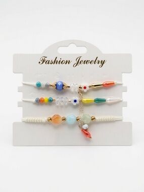 Multicolour Beaded Adjustable Bracelet Set – 3 Pieces